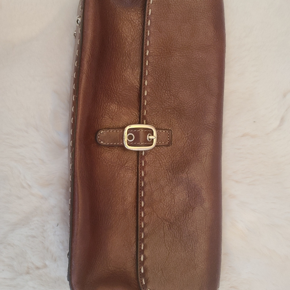 EL PORTAL chocolate color leather clutch!
